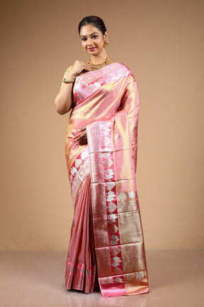 Pink Tissue Tissue Saree