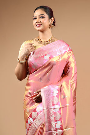 Pink Tissue Tissue Saree