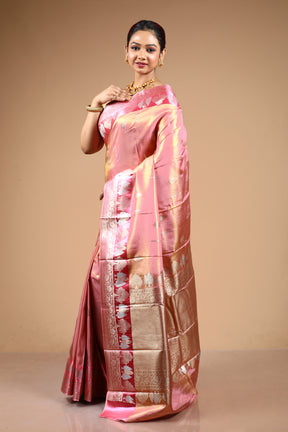 Pink Tissue Tissue Saree