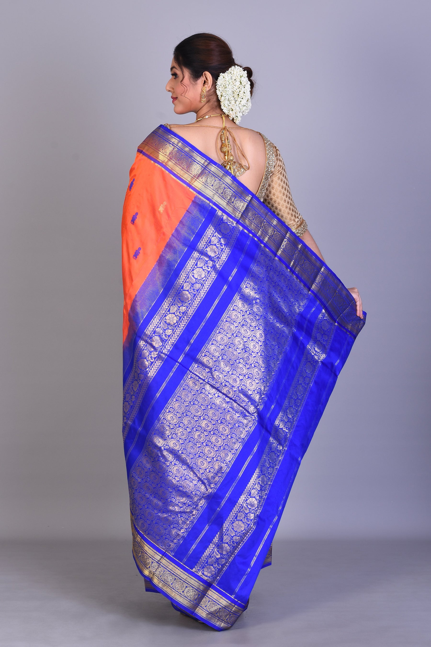 Orange Blended Kanjivaram Saree with Blouse Piece - Keya Seth Exclusive