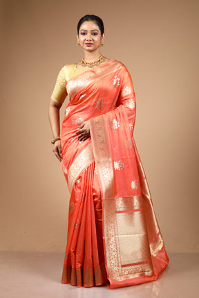 Peach Blended Blended Silk Saree