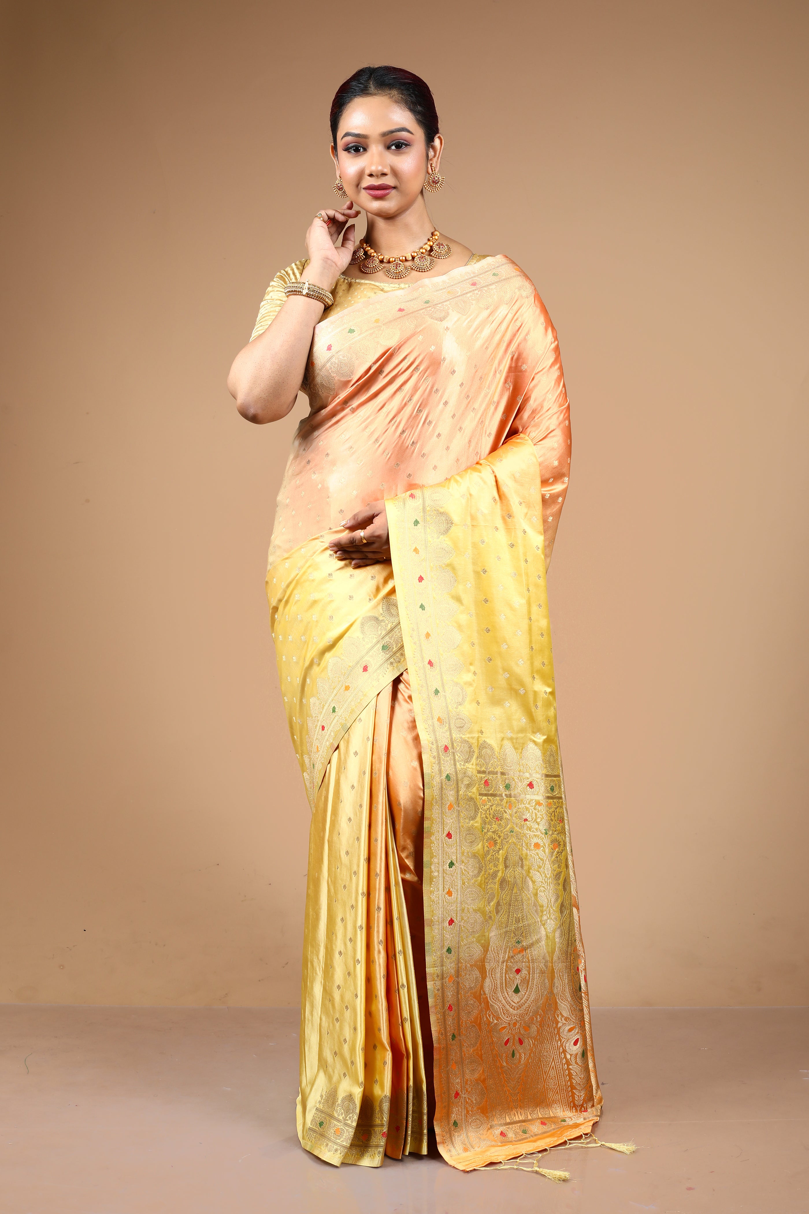 Yellow Blended Mashru Saree
