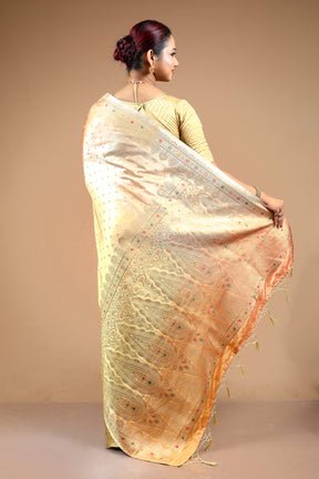 Yellow Blended Mashru Saree
