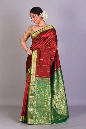 Maroon Blended Kanjivaram Saree with Blouse Piece - Keya Seth Exclusive