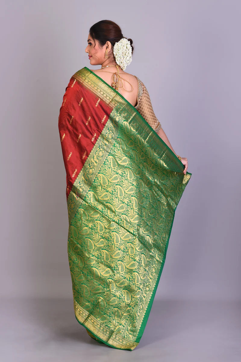 Maroon Blended Kanjivaram Saree with Blouse Piece - Keya Seth Exclusive