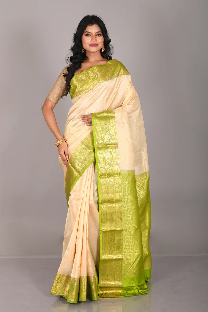 Offwhite Pure Kanjivaram Silk Saree - Keya Seth Exclusive