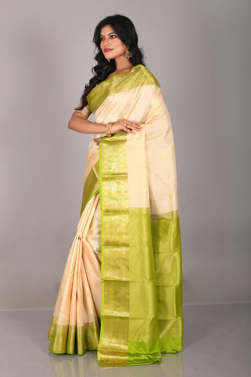 Offwhite Pure Kanjivaram Silk Saree - Keya Seth Exclusive