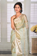 Load image into Gallery viewer, Mint Green Crushed Tissue Saree - Keya Seth Exclusive
