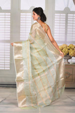 Load image into Gallery viewer, Mint Green Crushed Tissue Saree - Keya Seth Exclusive
