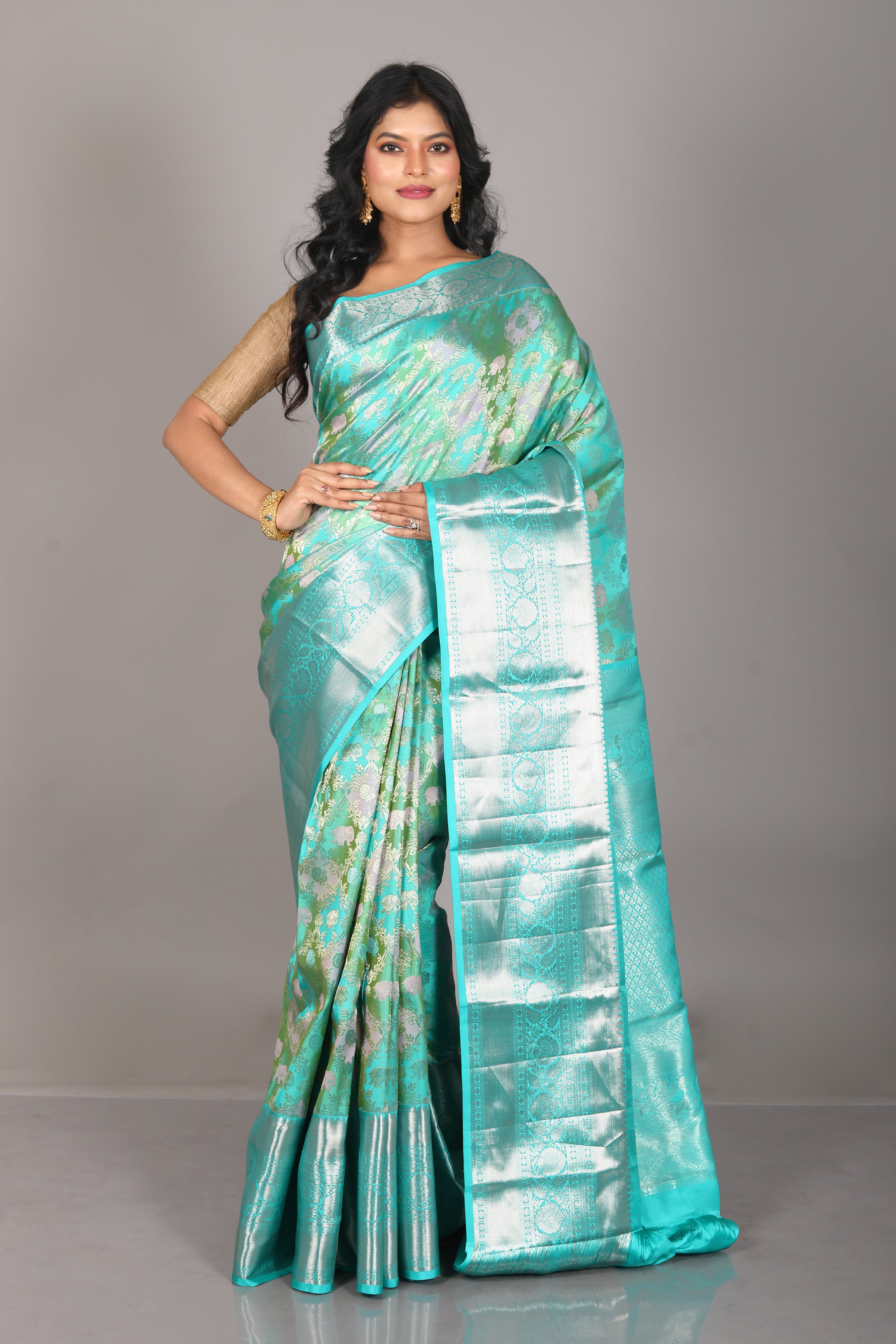 Sky Blue Pure Tissue Kanjivaram Saree - Keya Seth Exclusive