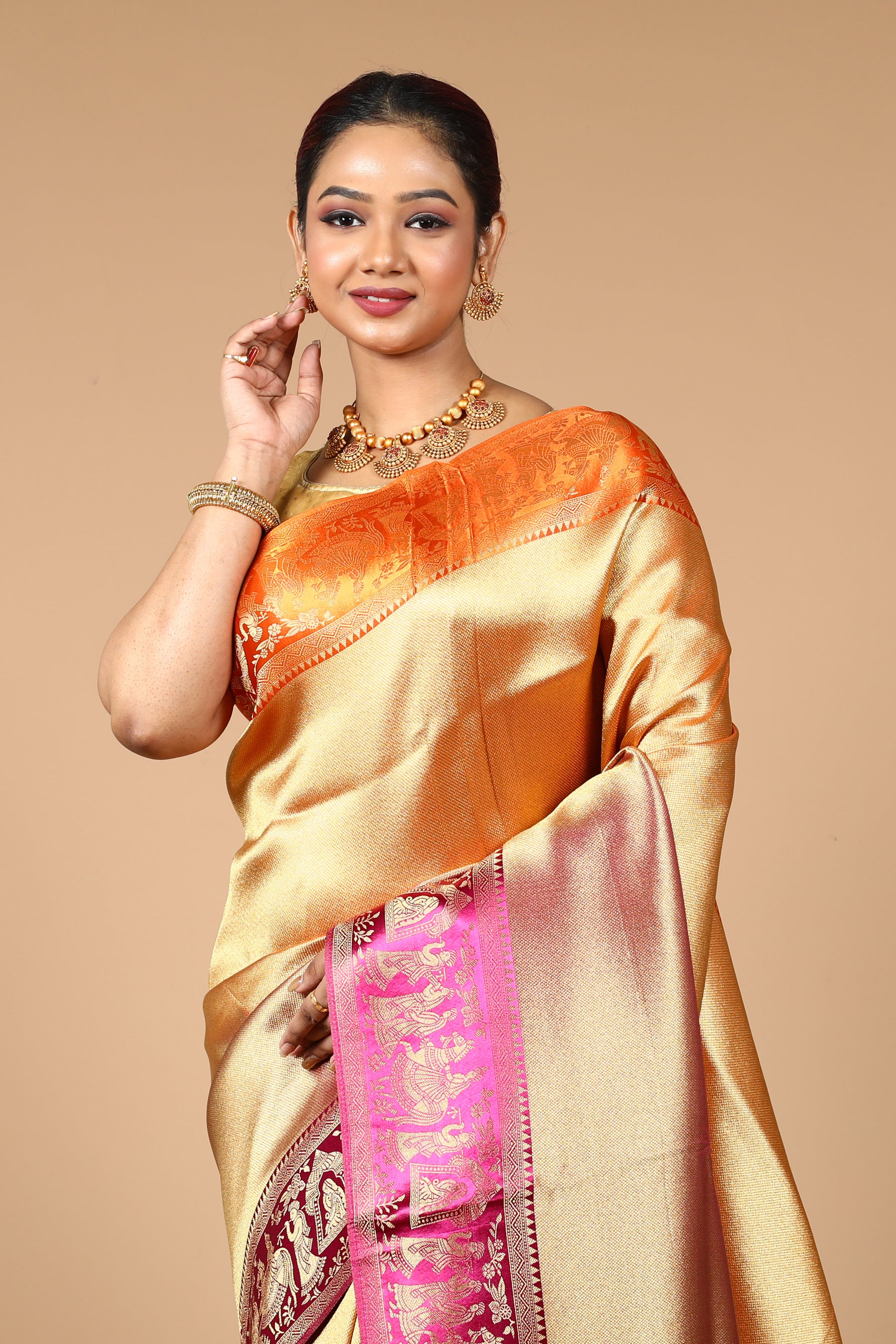 Orange Tissue Saree
