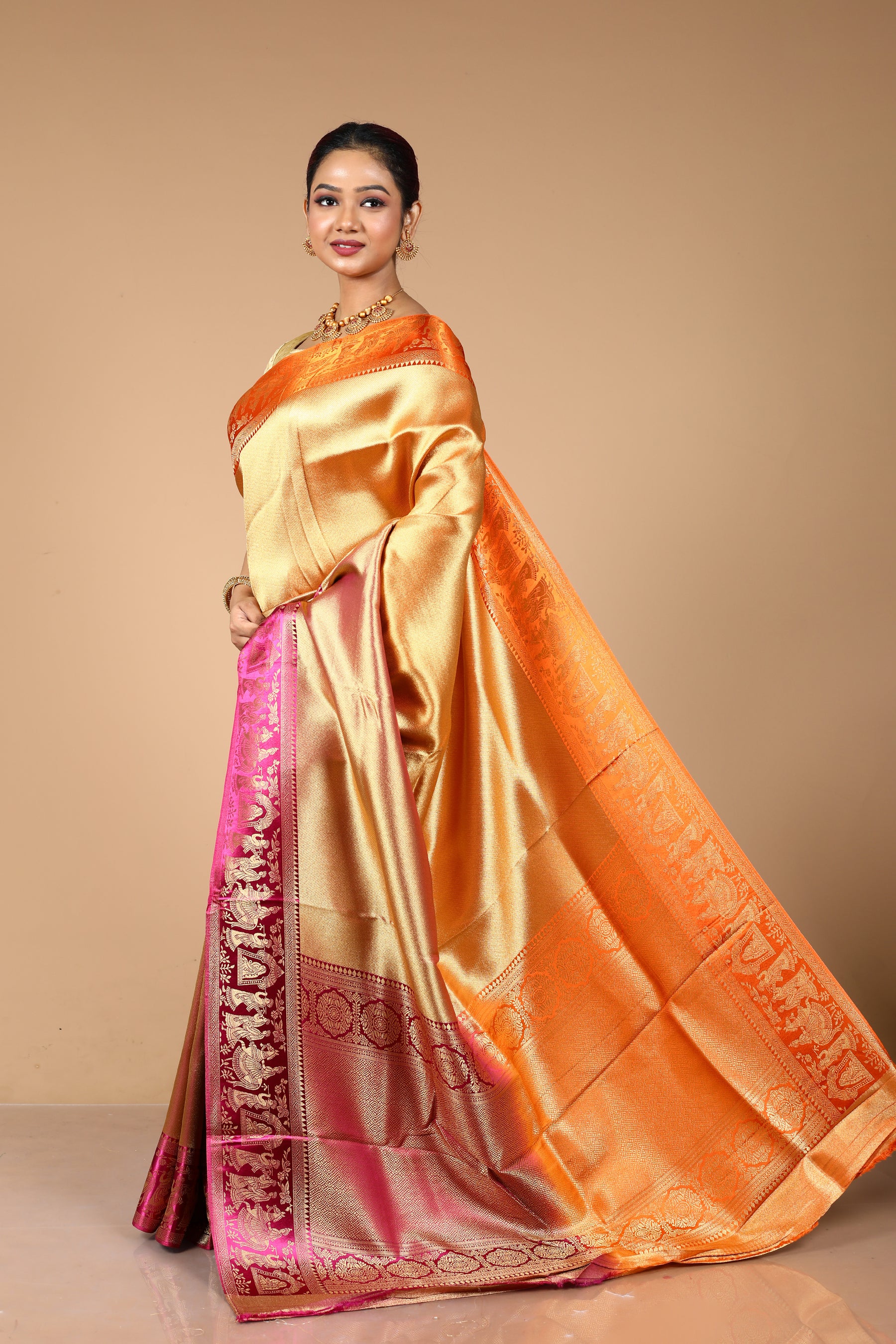 Orange Tissue Saree