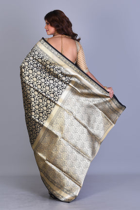 Black Uppada Silk Saree with Jal Work - Keya Seth Exclusive