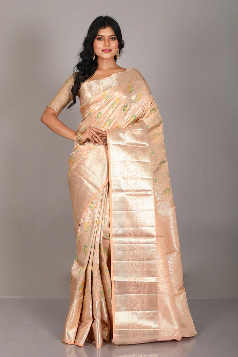 Cream Pure Tissue Kanjivaram Saree - Keya Seth Exclusive