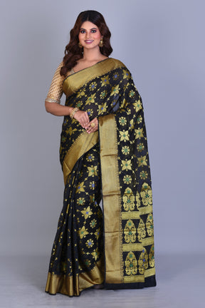 Black Uppada Silk Saree with Zari Buttas - Keya Seth Exclusive