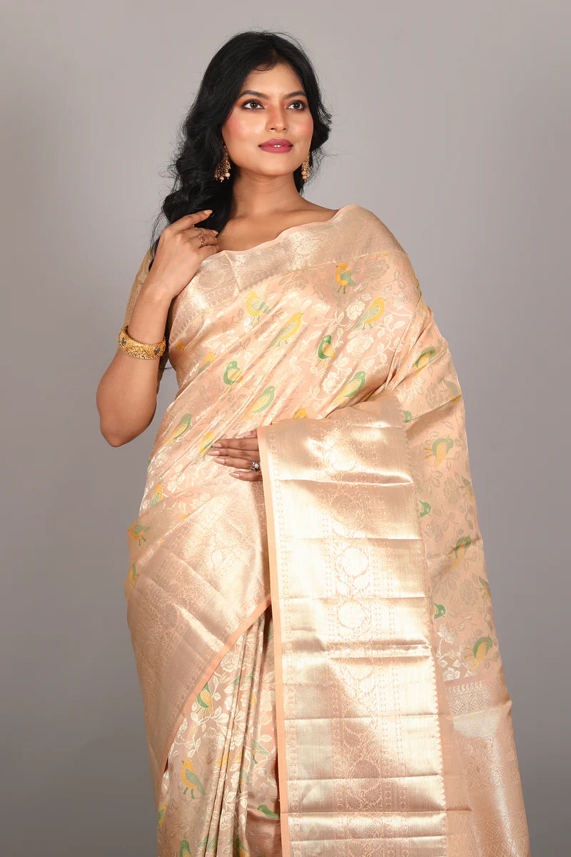 Cream Pure Tissue Kanjivaram Saree - Keya Seth Exclusive
