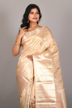 Cream Pure Tissue Kanjivaram Saree - Keya Seth Exclusive