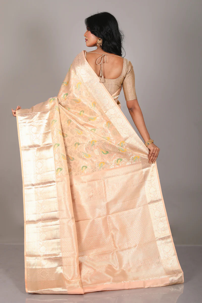 Cream Pure Tissue Kanjivaram Saree - Keya Seth Exclusive
