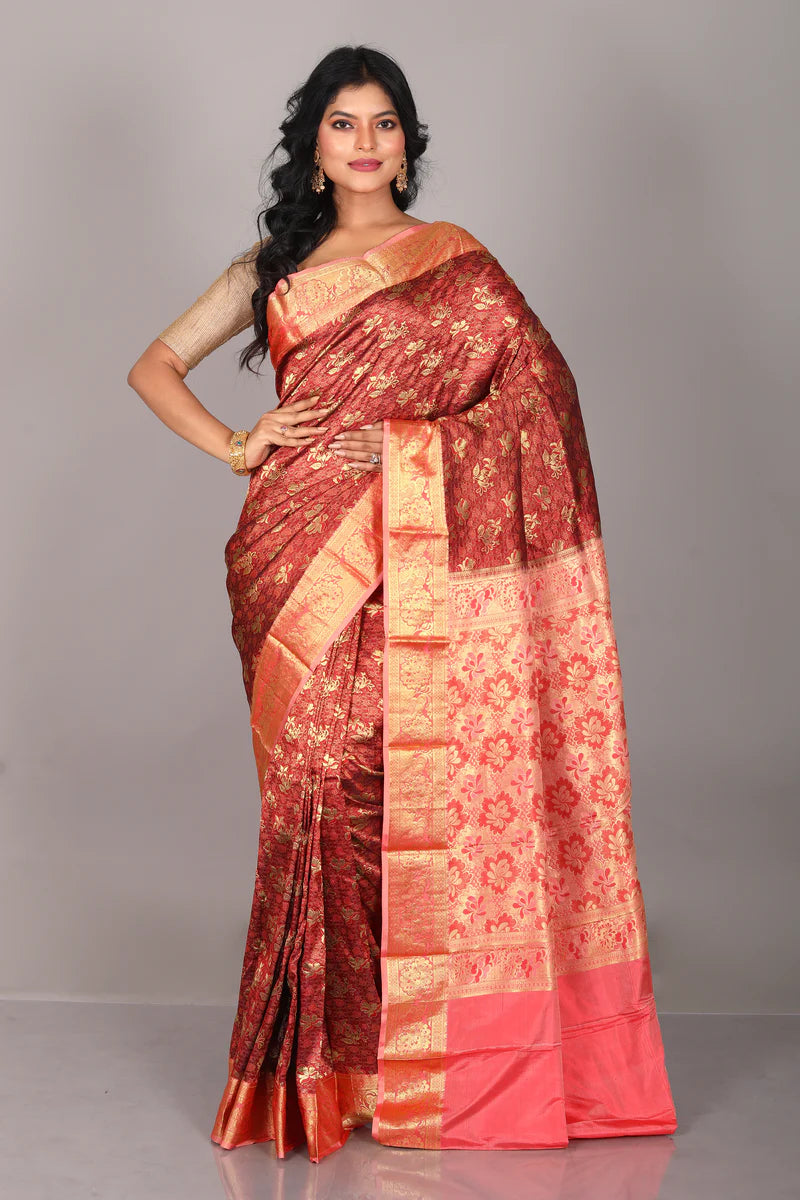Maroon Pure Kanjivaram Saree - Keya Seth Exclusive