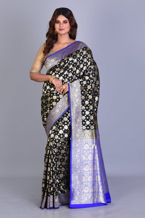 Black Uppada Silk Saree with Multiple Buttas - Keya Seth Exclusive