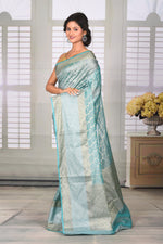 Load image into Gallery viewer, Sea Green Crushed Tissue Saree - Keya Seth Exclusive

