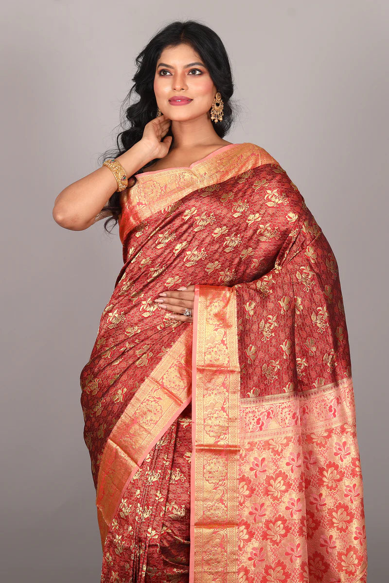 Maroon Pure Kanjivaram Saree - Keya Seth Exclusive