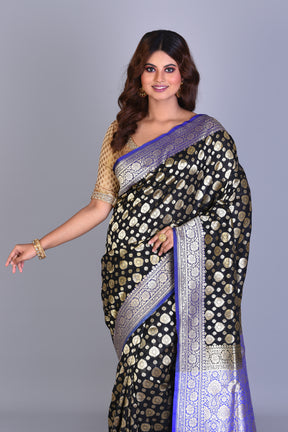 Black Uppada Silk Saree with Multiple Buttas - Keya Seth Exclusive