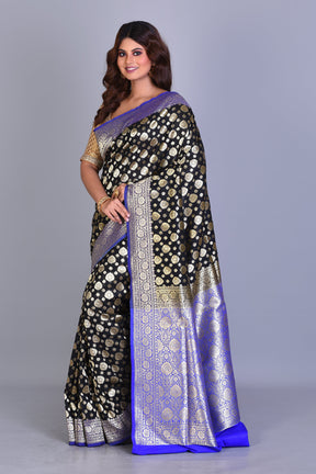 Black Uppada Silk Saree with Multiple Buttas - Keya Seth Exclusive