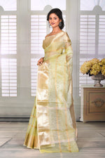 Load image into Gallery viewer, Light Green Crushed Tissue Saree - Keya Seth Exclusive
