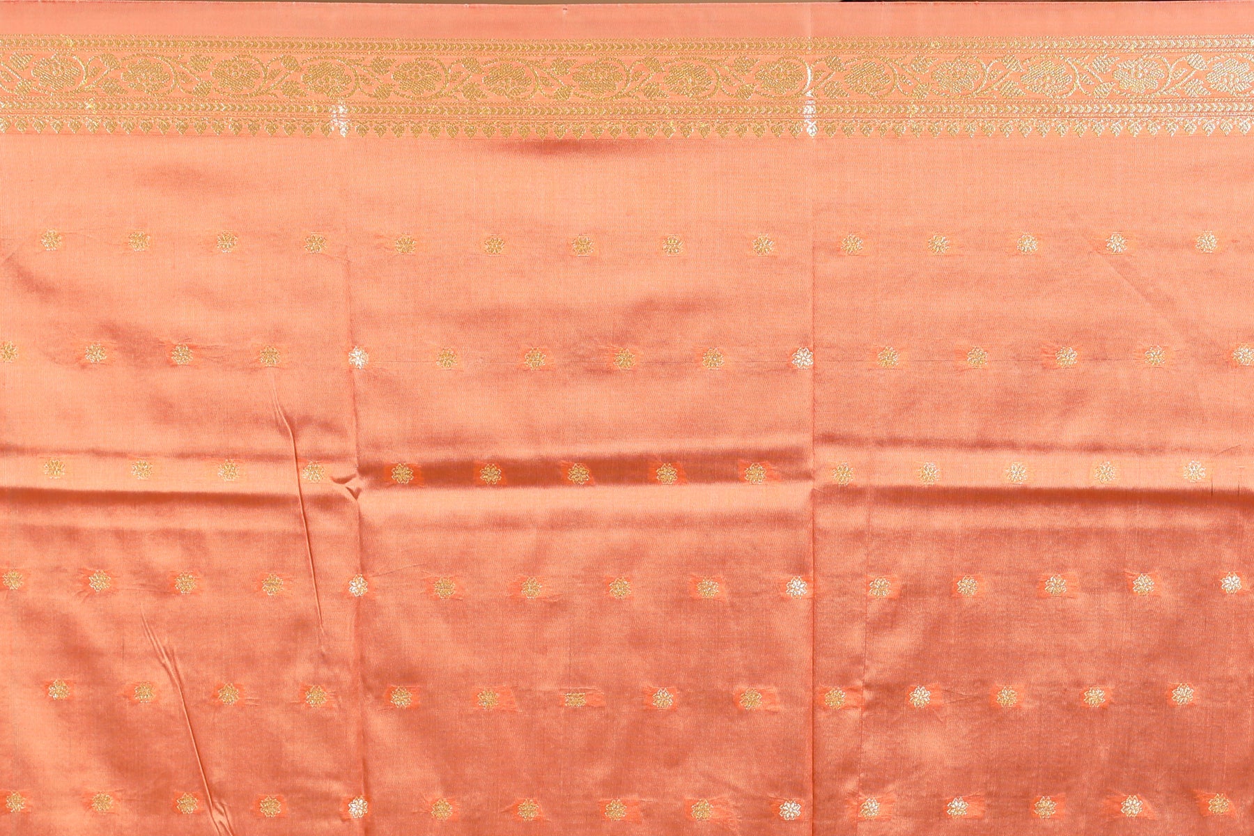 Peach Katan Semi Katan Saree