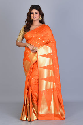 Orange Uppada Silk Saree with Temple Border - Keya Seth Exclusive