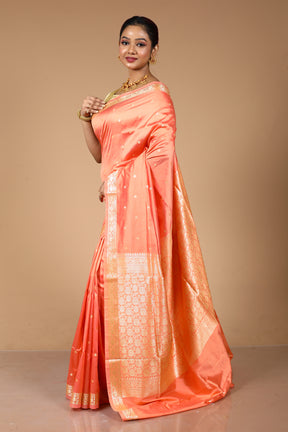 Peach Katan Semi Katan Saree