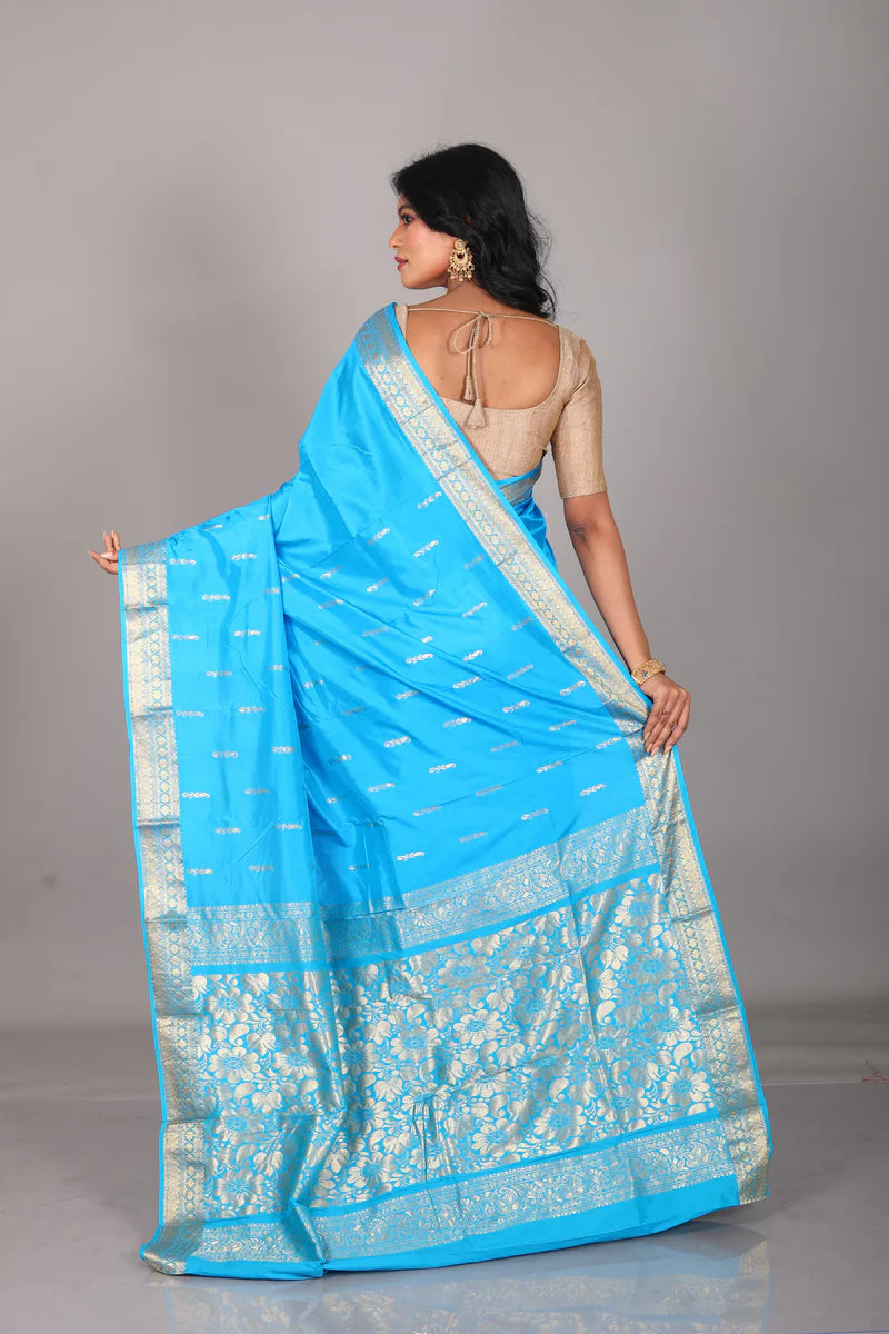 Sky Blue Blended Kanjivaram Silk Saree - Keya Seth Exclusive