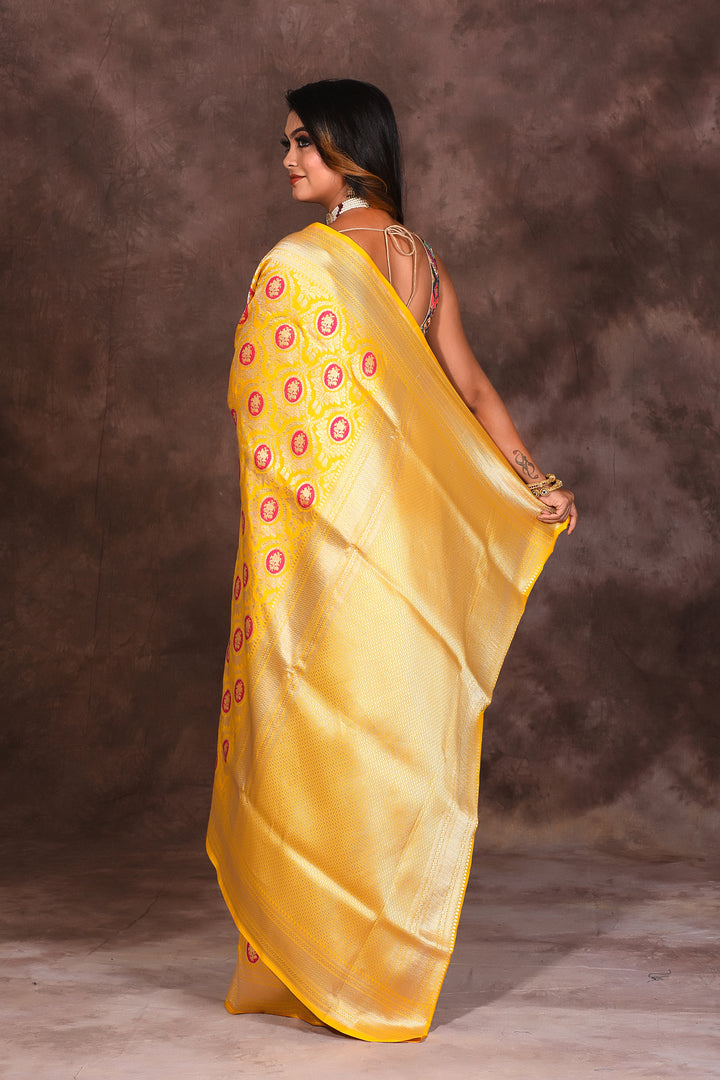 Yellow Jacquard Pure Katan Saree - Keya Seth Exclusive