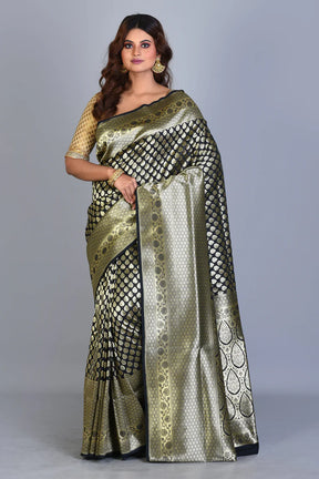 Black Uppada Silk Saree with Zari Buttas - Keya Seth Exclusive