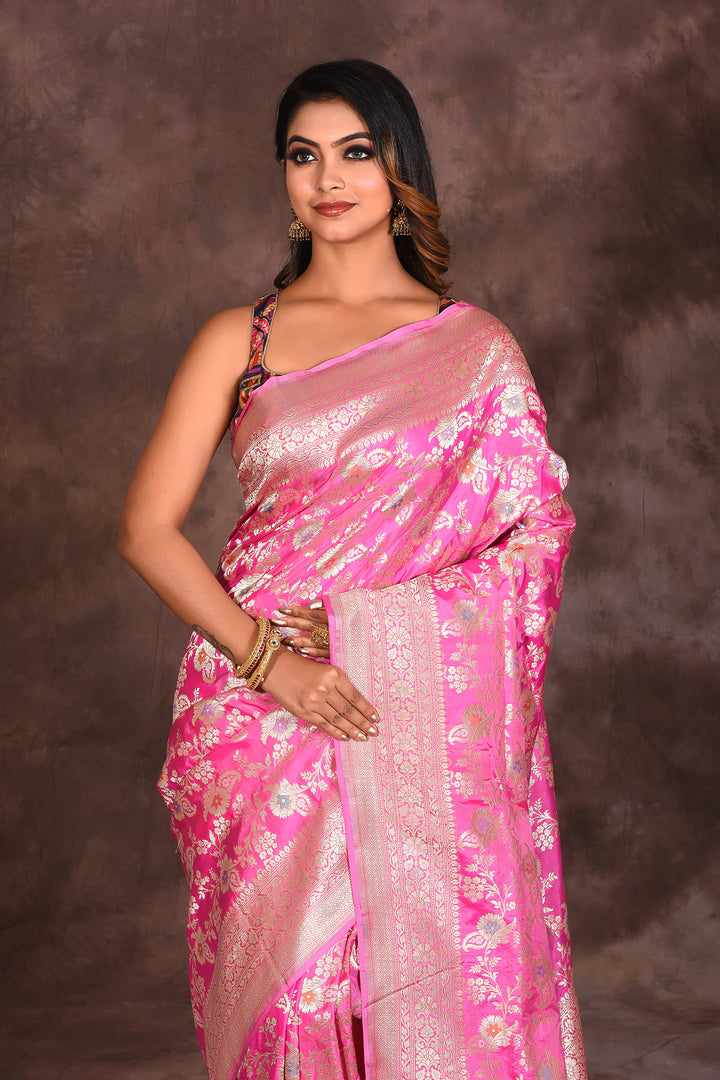 Light Pink Jacquard Pure Katan Saree - Keya Seth Exclusive