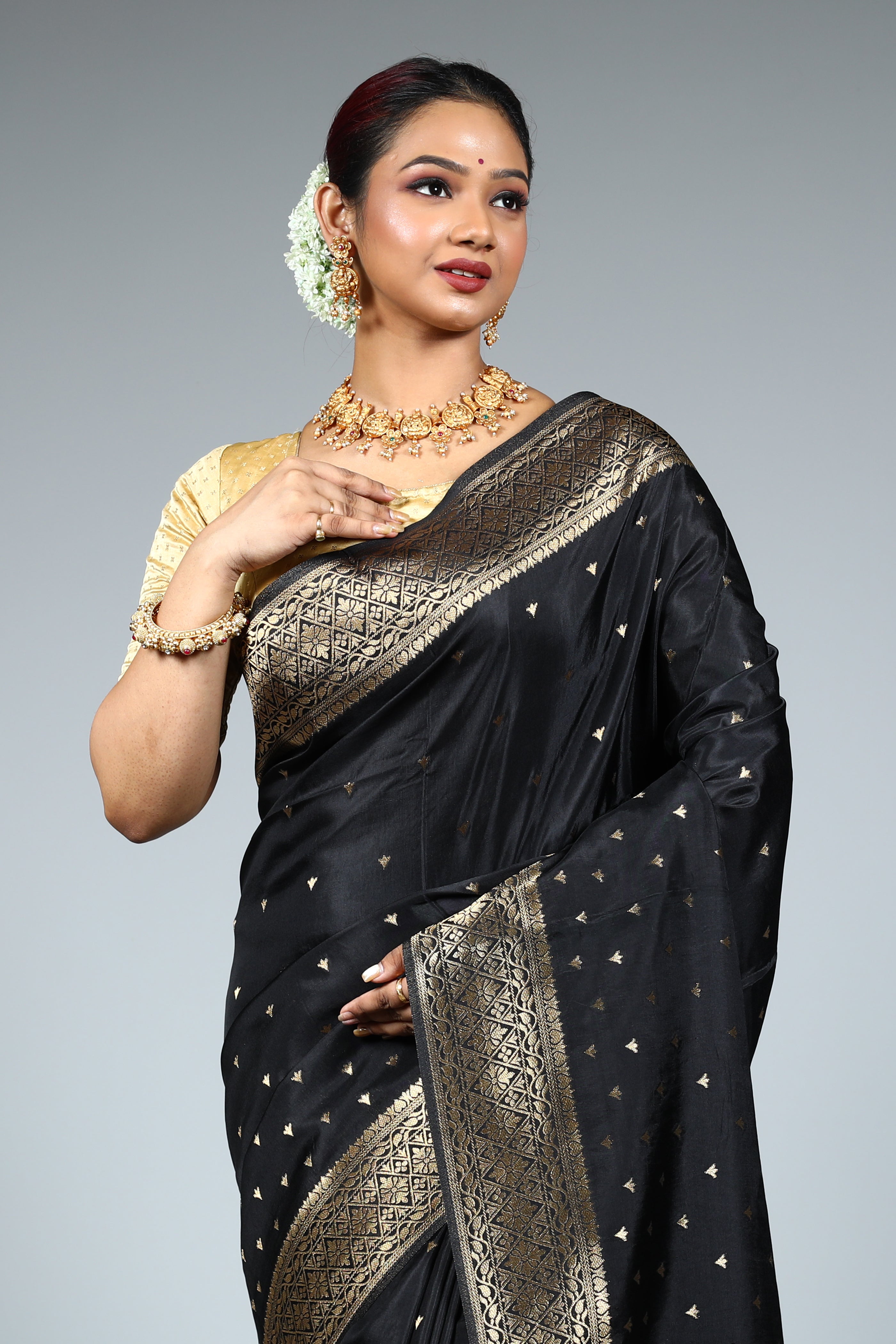 Black Blended Silk Saree