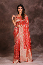 Load image into Gallery viewer, Red Jacquard Pure Katan Saree - Keya Seth Exclusive
