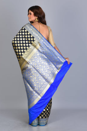 Black Uppada Silk Saree with Blue Borders - Keya Seth Exclusive