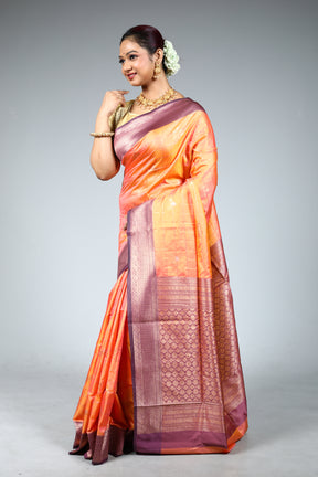Peach Blended Luxuria Silk Saree