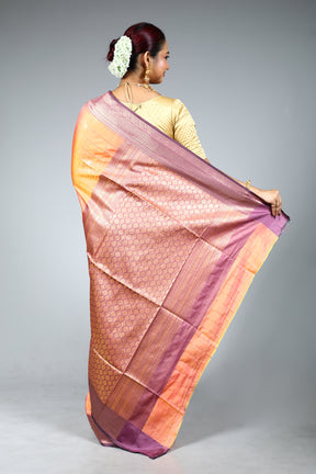Peach Blended Luxuria Silk Saree