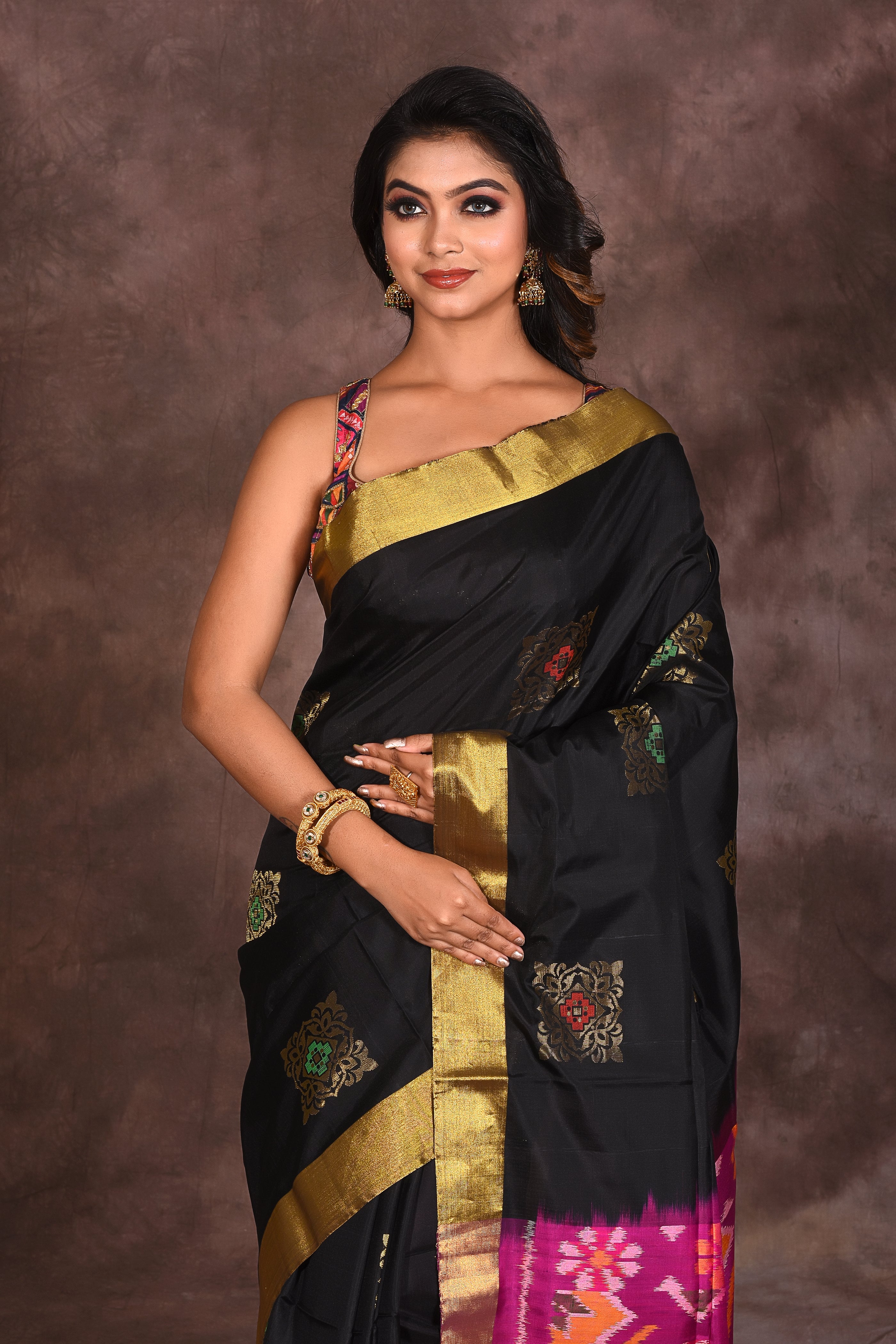 Black Pure Silk Saree - Keya Seth Exclusive