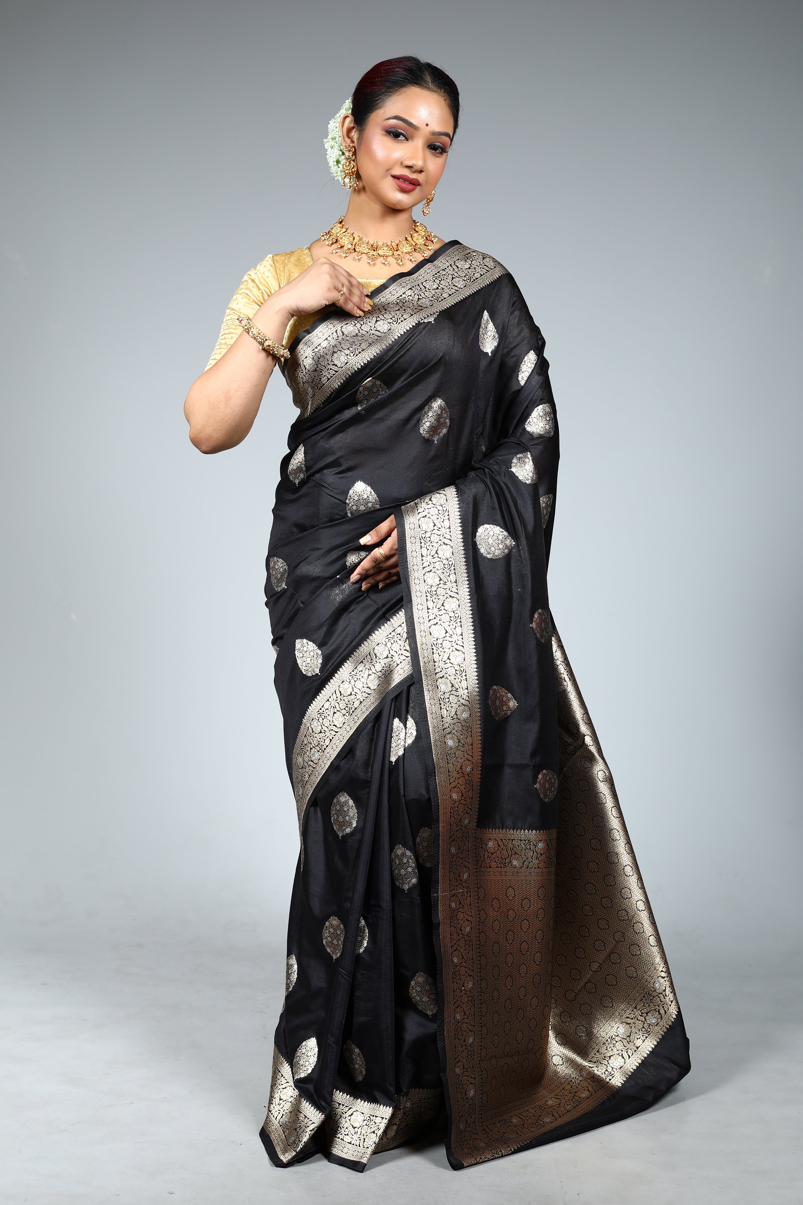 Black Blended Silk Saree