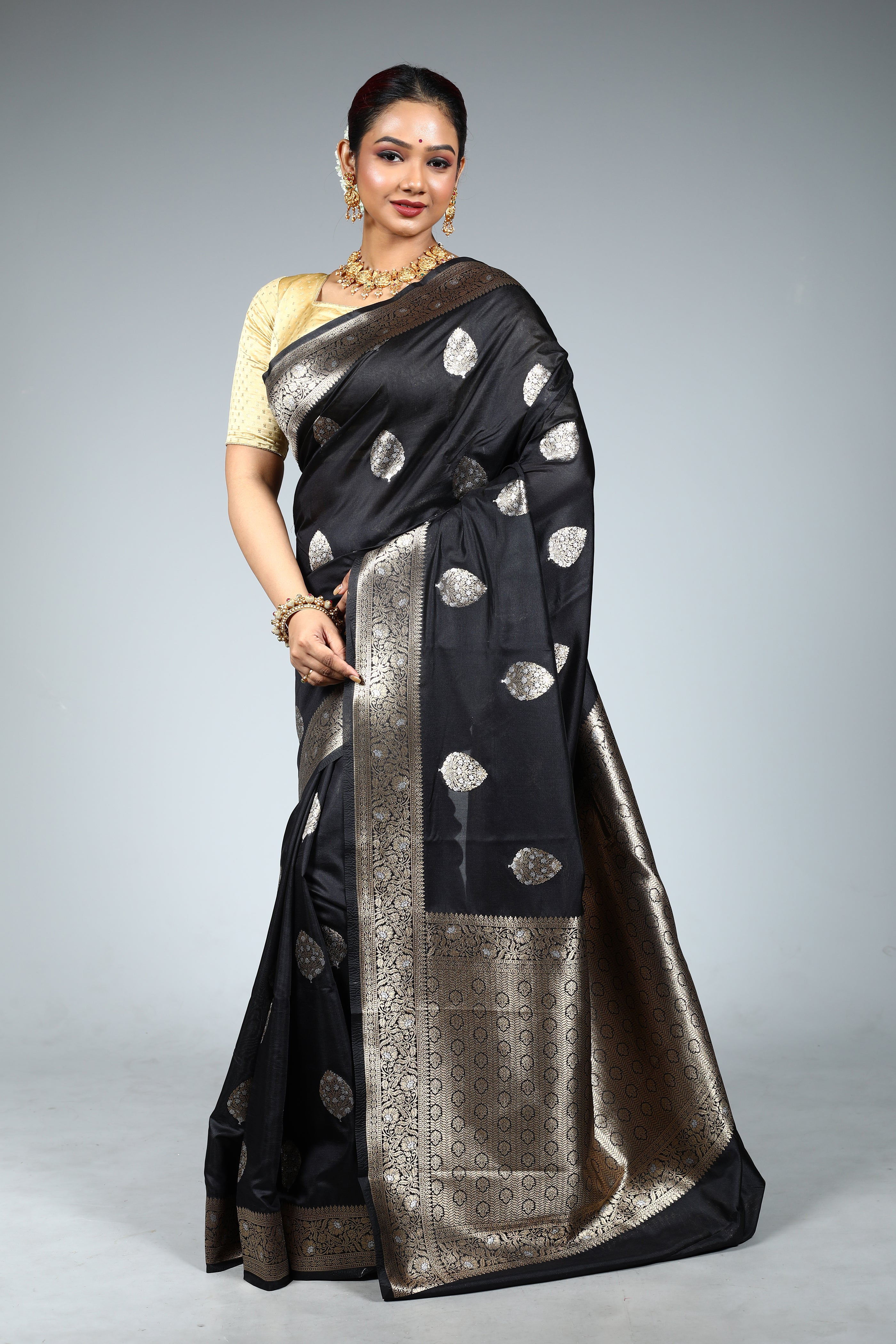 Black Blended Silk Saree