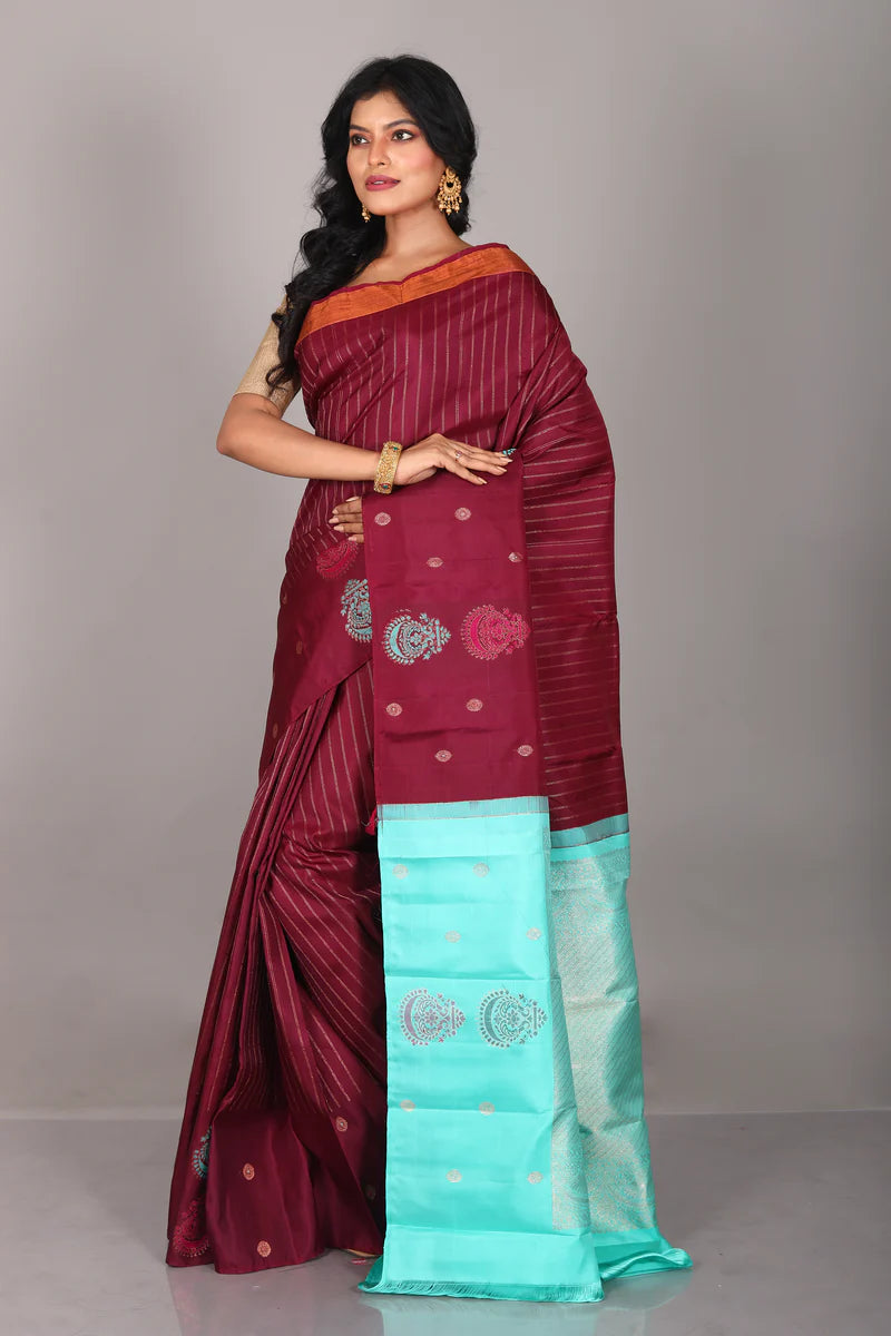 Wine Pure Kanjivaram Saree - Keya Seth Exclusive