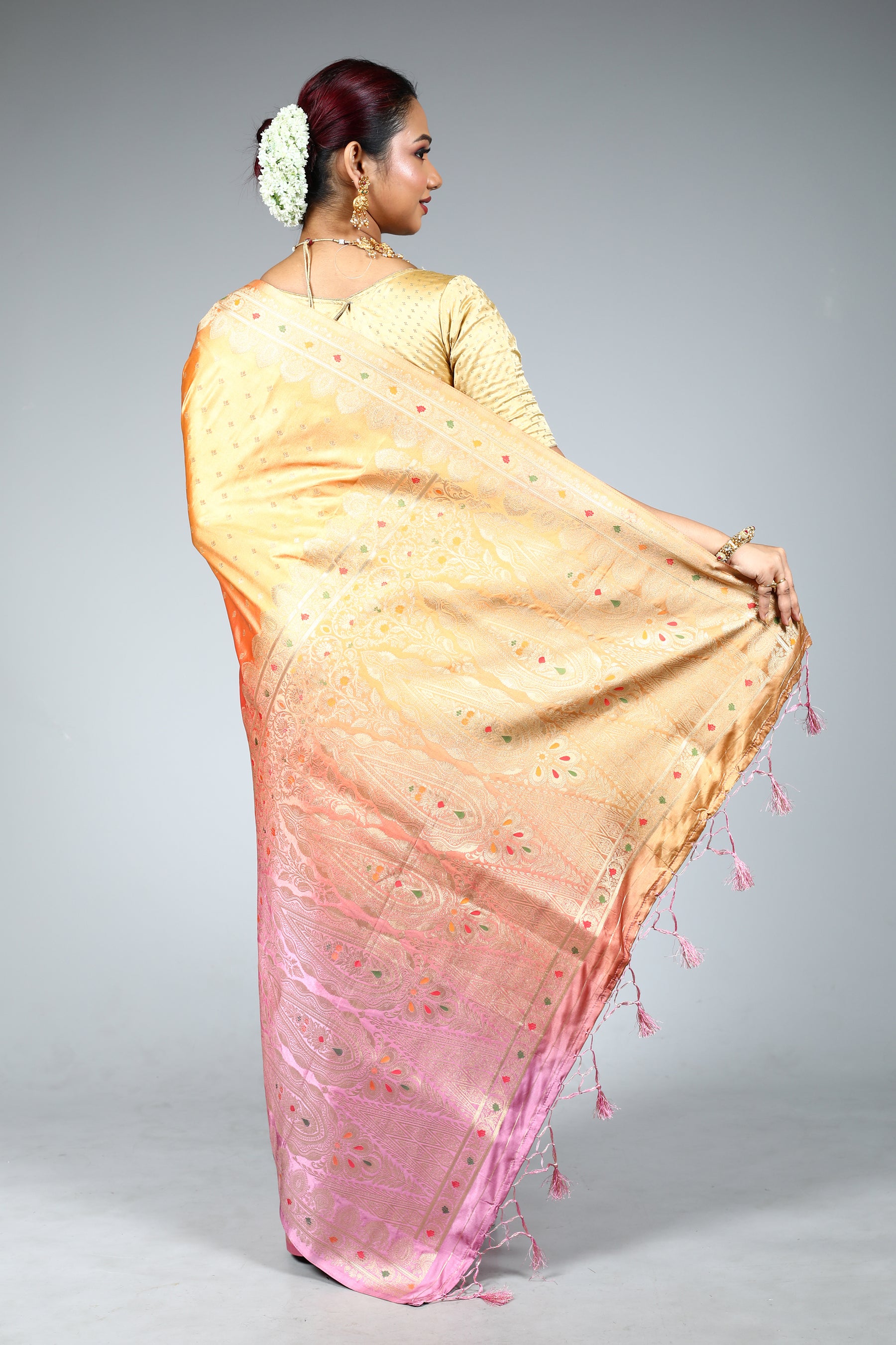Pink Blended Mashru Saree