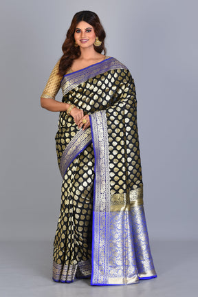 Black Uppada Silk Saree with Multiple Buttas - Keya Seth Exclusive