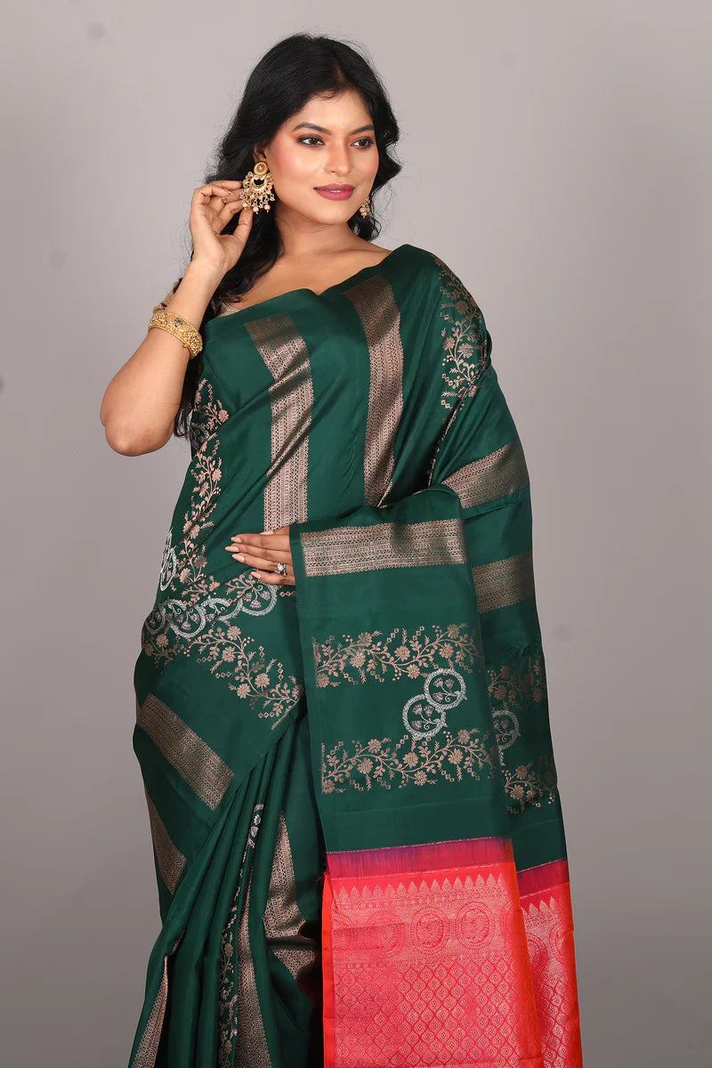 Deep Green Pure Kanjivaram Saree - Keya Seth Exclusive