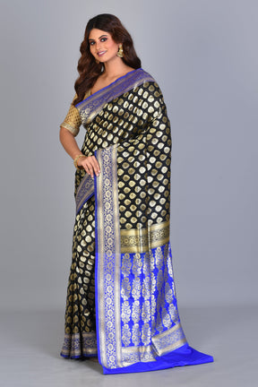 Black Uppada Silk Saree with Zari Buttas - Keya Seth Exclusive