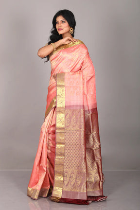 Peach Pure Kanjivaram Saree - Keya Seth Exclusive